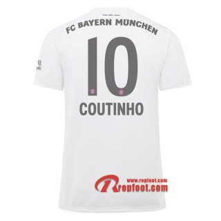 Maillot Bayern Munich No.10 Coutinho Blanc Exterieur 2019 2020 Nouveau