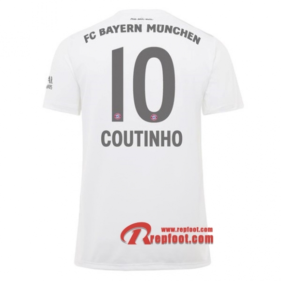 Maillot Bayern Munich No.10 Coutinho Blanc Exterieur 2019 2020 Nouveau