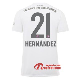 Maillot Bayern Munich No.21 Hernández Blanc Exterieur 2019 2020 Nouveau