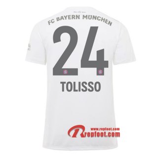 Maillot Bayern Munich No.24 Tolisso Blanc Exterieur 2019 2020 Nouveau