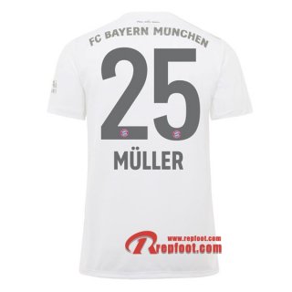 Maillot Bayern Munich No.25 Muller Blanc Exterieur 2019 2020 Nouveau