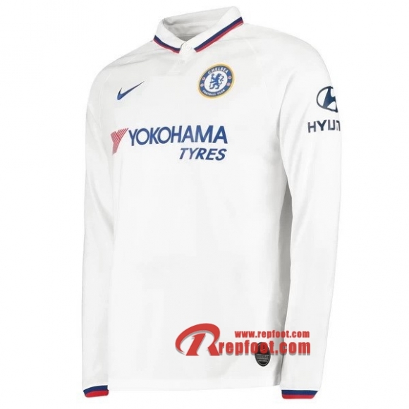 Maillot De Foot Chelsea FC Manches Longues Blanc Exterieur 2019 2020 Nouveau