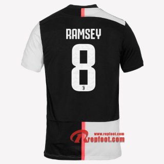 Maillot Juventus Turin No.8 Ramsey Blanc Noir Domicile 2019 2020 Nouveau