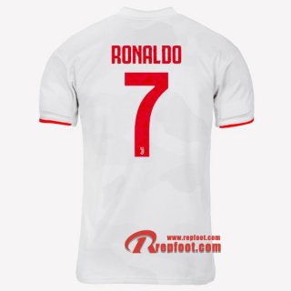 Maillot Juventus Turin No.7 Ronaldo Gris Blanc Exterieur 2019 2020 Nouveau