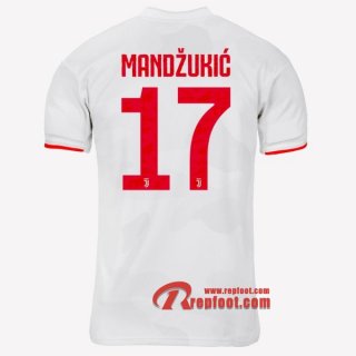 Maillot Juventus Turin No.17 Mandzukic Gris Blanc Exterieur 2019 2020 Nouveau