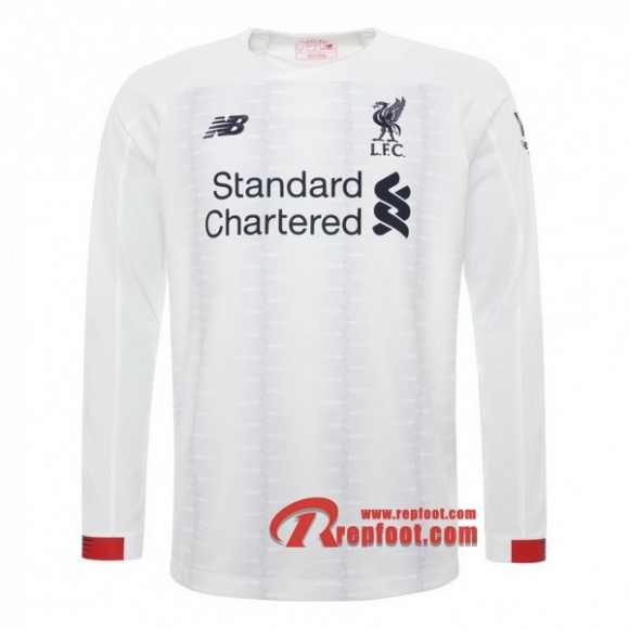 Maillot De Foot Liverpool FC Manches Longues Blanc Exterieur 2019 2020 Nouveau