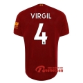 Maillot Liverpool FC No.4 Virgil Rouge Domicile 2019 2020 Nouveau
