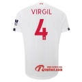 Maillot Liverpool FC No.4 Virgil Blanc Exterieur 2019 2020 Nouveau