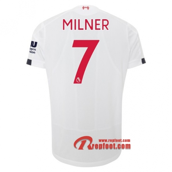Maillot Liverpool FC No.7 Milner Blanc Exterieur 2019 2020 Nouveau