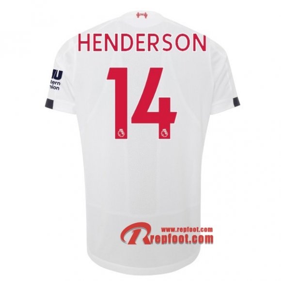 Maillot Liverpool FC No.14 Henderson Blanc Exterieur 2019 2020 Nouveau