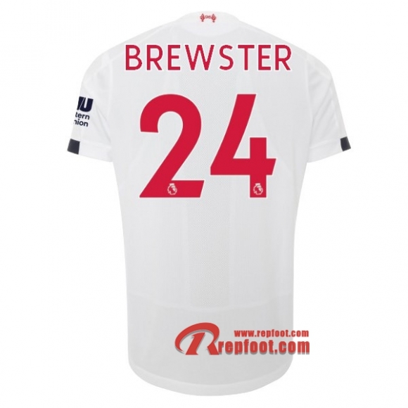 Maillot Liverpool FC No.24 Brewster Blanc Exterieur 2019 2020 Nouveau