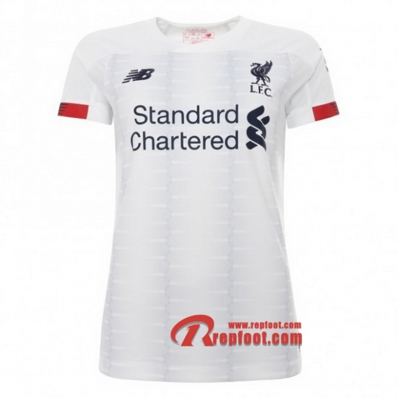 Maillot Du Liverpool FC Femme Blanc Exterieur 2019 2020 Nouveau