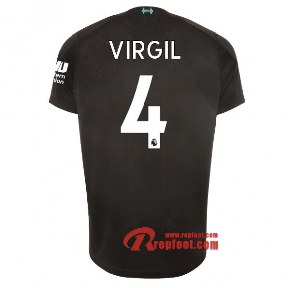 Maillot Liverpool FC No.4 Virgil Noir Third 2019 2020 Nouveau  Maillot Liverpool FC No.4 Virgil Noir Third 2019 2020 Nouveau