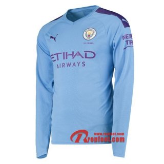 Maillot De Foot Manchester City Manches Longues Bleu Domicile 2019 2020 Nouveau