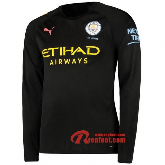 Maillot De Foot Manchester City Manches Longues Noir Exterieur 2019 2020 Nouveau