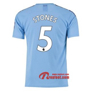 Maillot Manchester City No.5 Stones Bleu Domicile 2019 2020 Nouveau