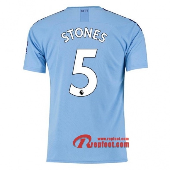 Maillot Manchester City No.5 Stones Bleu Domicile 2019 2020 Nouveau