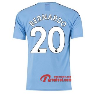 Maillot Manchester City No.20 Bernardo Bleu Domicile 2019 2020 Nouveau