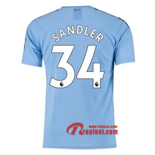 Maillot Manchester City No.34 Sandler Bleu Domicile 2019 2020 Nouveau