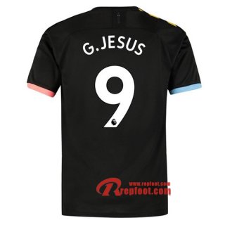 Maillot Manchester City No.9 G.Jesus Noir Exterieur 2019 2020 Nouveau