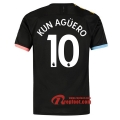 Maillot Manchester City No.10 Kun Aguero Noir Exterieur 2019 2020 Nouveau