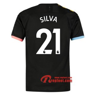 Maillot Manchester City No.21 Silva Noir Exterieur 2019 2020 Nouveau