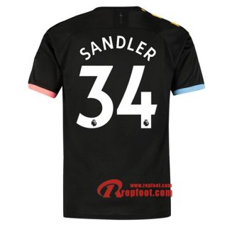 Maillot Manchester City No.34 Sandler Noir Exterieur 2019 2020 Nouveau