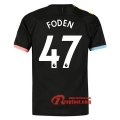 Maillot Manchester City No.47 Foden Noir Exterieur 2019 2020 Nouveau