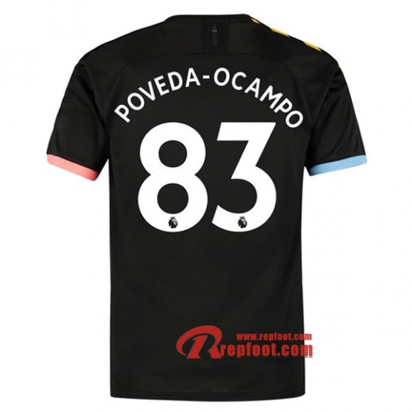 Maillot Manchester City No.83 Poveda Ocampo Noir Exterieur 2019 2020 Nouveau