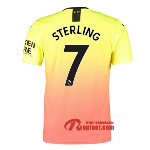Maillot Manchester City No.7 Sterling Orange Third 2019 2020 Nouveau