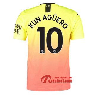 Maillot Manchester City No.10 Kun Aguero Orange Third 2019 2020 Nouveau