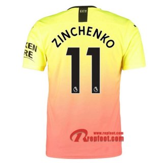 Maillot Manchester City No.11 Zinchenko Orange Third 2019 2020 Nouveau