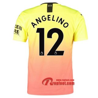 Maillot Manchester City No.12 Angelino Orange Third 2019 2020 Nouveau