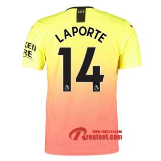 Maillot Manchester City No.14 Laporte Orange Third 2019 2020 Nouveau