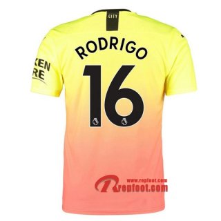 Maillot Manchester City No.16 Rodrigo Orange Third 2019 2020 Nouveau