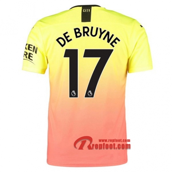 Maillot Manchester City No.17 De Bruyne Orange Third 2019 2020 Nouveau