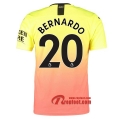 Maillot Manchester City No.20 Bernardo Orange Third 2019 2020 Nouveau