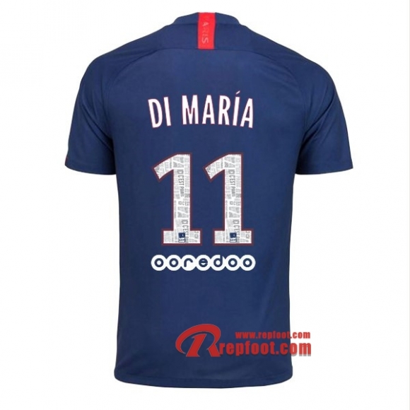 Maillot PSG Paris Saint Germain Jordan No.11 Di Maria Bleu Domicile 2019 2020 Nouveau