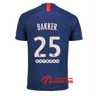 Maillot PSG Paris Saint Germain Jordan No.25 Bakker Bleu Domicile 2019 2020 Nouveau