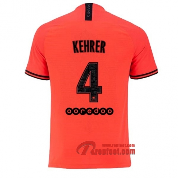 Maillot PSG Paris Saint Germain Jordan No.4 Kehrer Orange Exterieur 2019 2020 Nouveau