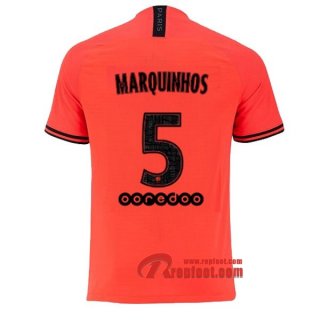 Maillot PSG Paris Saint Germain Jordan No.5 Marquinhos Orange Exterieur 2019 2020 Nouveau