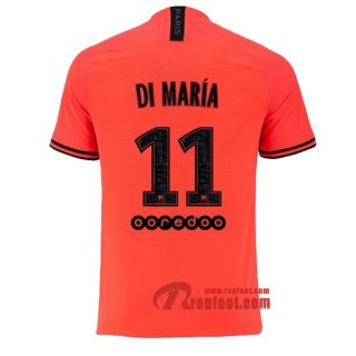 Maillot PSG Paris Saint Germain Jordan No.11 Di Maria Orange Exterieur 2019 2020 Nouveau