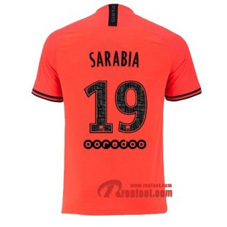Maillot PSG Paris Saint Germain Jordan No.19 Sarabia Orange Exterieur 2019 2020 Nouveau