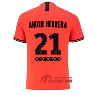 Maillot PSG Paris Saint Germain Jordan No.21 Ander Herrera Orange Exterieur 2019 2020 Nouveau