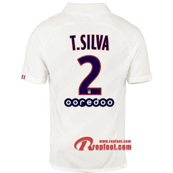 Maillot PSG Paris Saint Germain Jordan No.2 T.Silva Blanc Third 2019 2020 Nouveau
