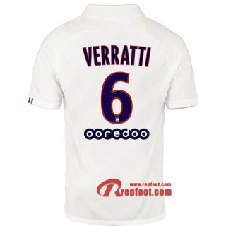 Maillot PSG Paris Saint Germain Jordan No.6 Verratti Blanc Third 2019 2020 Nouveau