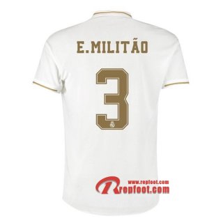 Maillot Real Madrid No.3 E.Militão Blanc Domicile 2019 2020 Nouveau