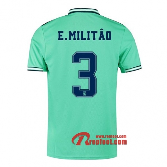 Maillot Real Madrid No.3 E.Militão Vert Third 2019 2020 Nouveau  Maillot Real Madrid No.3 E.Militão Vert Third 2019 2020 Nouveau