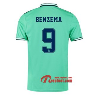 Maillot Real Madrid No.9 Benzema Vert Third 2019 2020 Nouveau