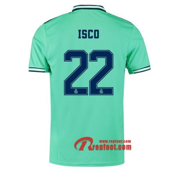 Maillot Real Madrid No.22 Isco Vert Third 2019 2020 Nouveau